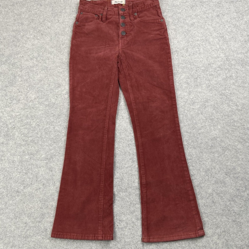 Madewell Cali Demi-Boot Jeans Womens 23 (24x24) Red Corduroy High Rise Slim